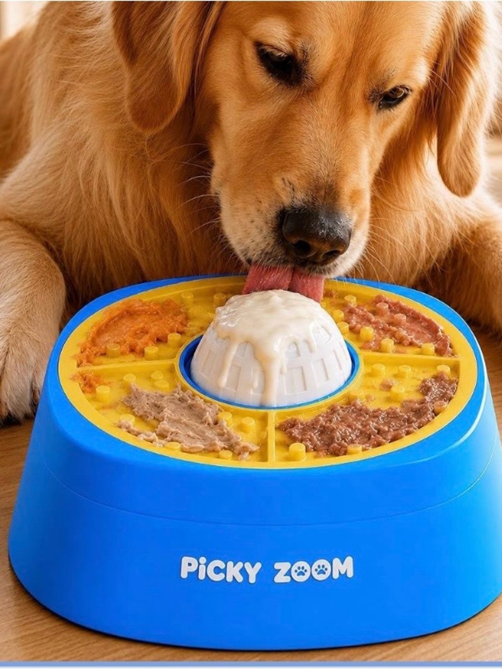 NEW Interactive Slow Feeder Dog Bowl w/ Rolling Lick Ball & Slow-Feed Tray